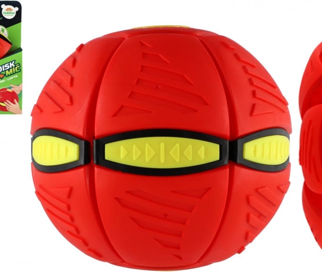 DiskMíč – disco volante che si trasforma in palla, plastica, 22 cm, rosso