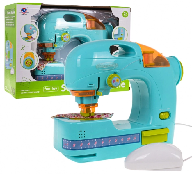 Interactive Blue Sewing Machine with Accessories