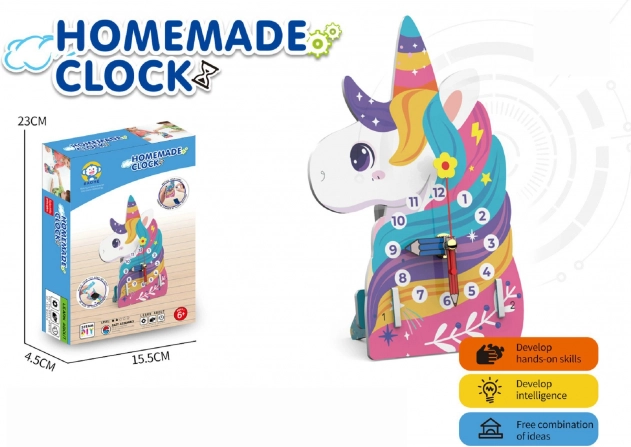 Konstruktionsset Uhr Einhorn