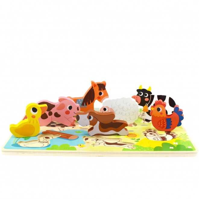 Dřevěné Montessori puzzle zvířátka farma
