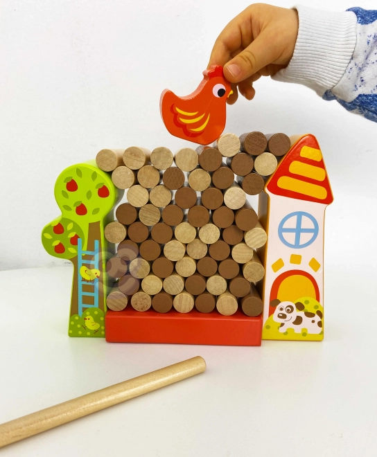 Tooky Toy Dřevěná Hra Spadni Kura Farma