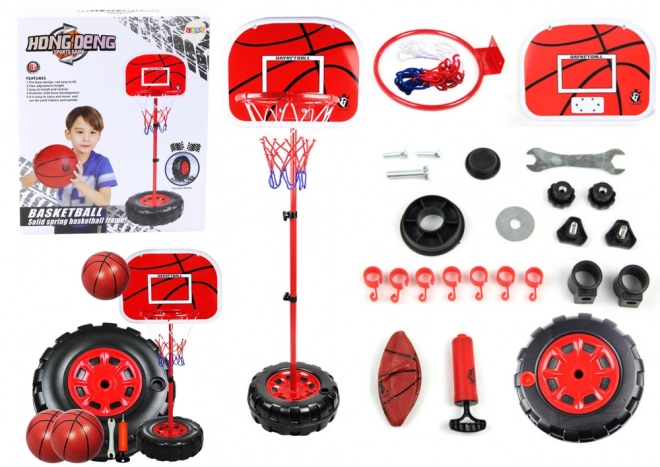 Adjustable Basketball Hoop Set with Ball and Pump