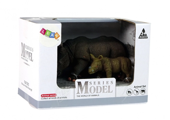 Rhino and Calf Figurine Set