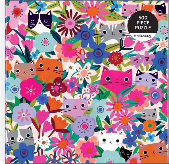 Puzzel Katten in bloemen 500 stukjes