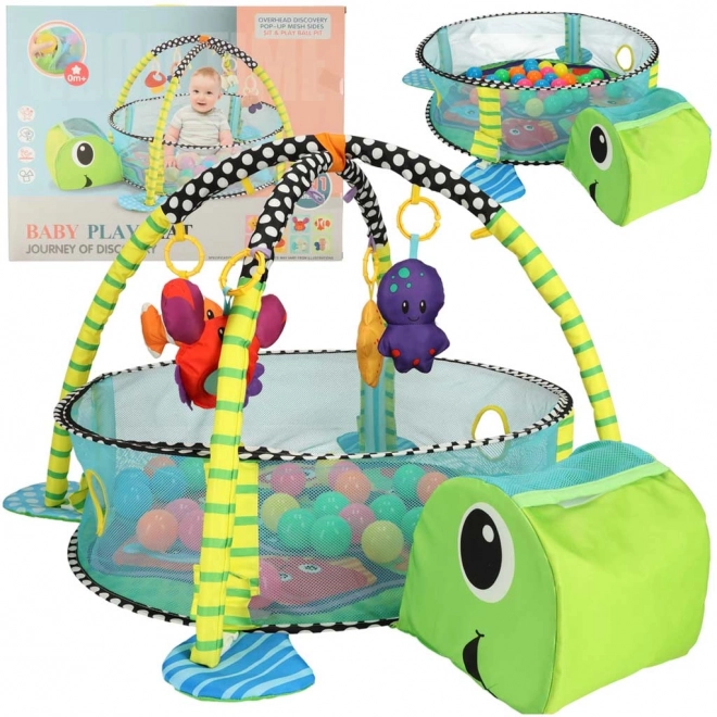 Educational Play Mat 3-in-1 Turtle Playpen with 30 Balls