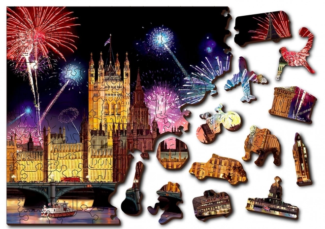 Wooden Nighttime London Puzzle 2-in-1