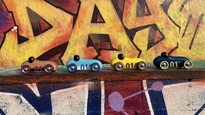 Vilac Wooden Car Old Sport Compet Dark Blue