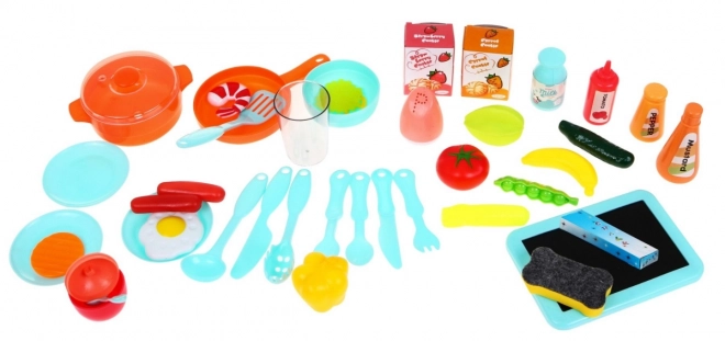 Colorful Children's Kitchen Set with Interactive Burner & Chalkboard