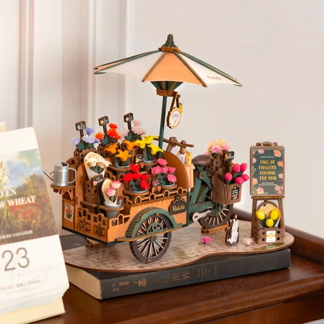 3d wooden puzzle flower cart