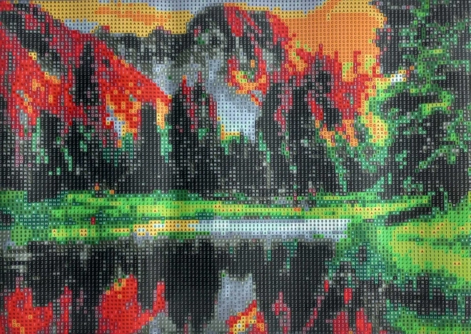 Pittura Diamante Tramonto sul Lago 30x40cm