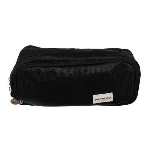 Stylish Black Triple Compartment Pencil Case