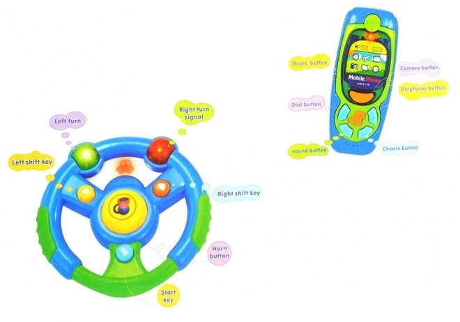 Interactive Sound Driving Kit for Kids with Keys & Phone