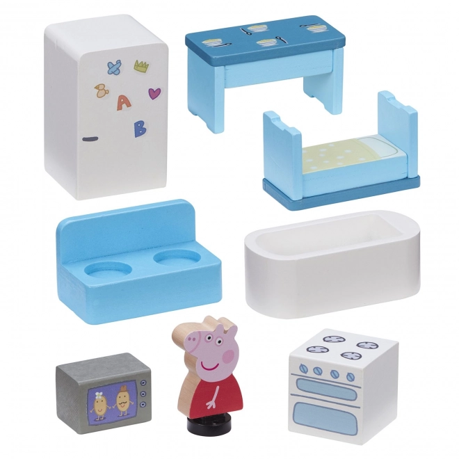 Wooden Family Dollhouse with Peppa Pig