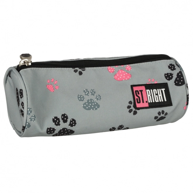 Gray Paw Print Tube Pencil Case