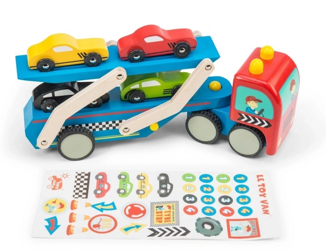 Wooden Truck with Racing Cars