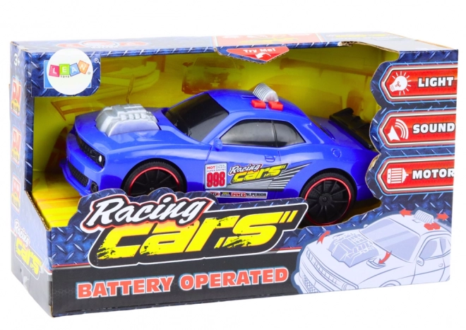 Interactive Blue Racing Car with Lights and Sounds