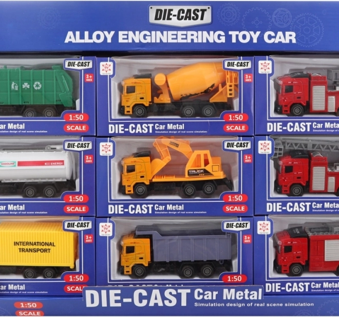 Metalen auto's - set van 9 stuks