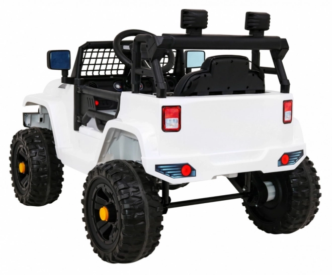 Mașină pe baterii Jeep Dark Night pentru copii + pornire lentă + EVA + LED audio – Bílé