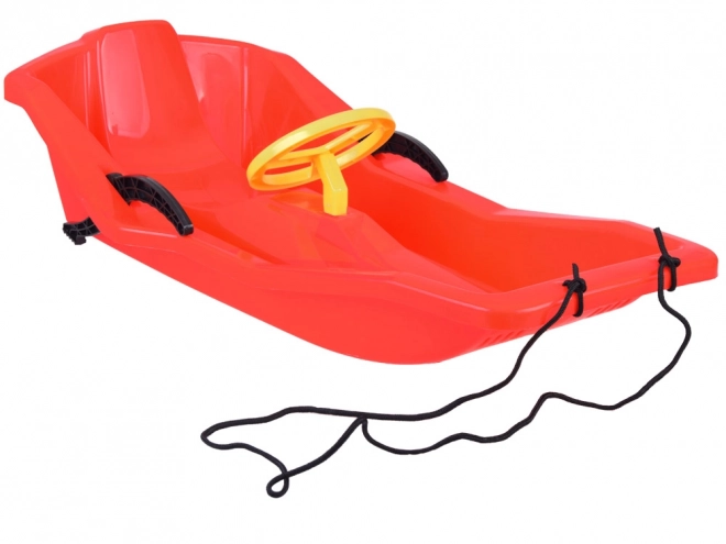 Comfortable Children's Sled with Backrest, Brake, and Steering Wheel