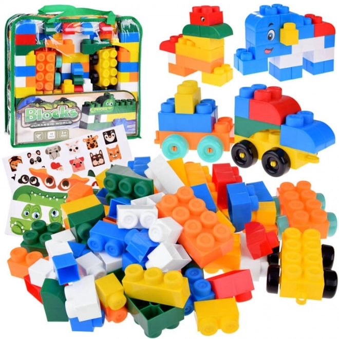 Large Colorful Toy Bricks with Zoo Animals and Stickers