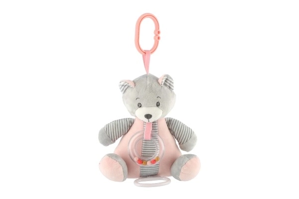 Wind-up Music Box Plush Bear 18x17cm Pink on Card in Bag 0+