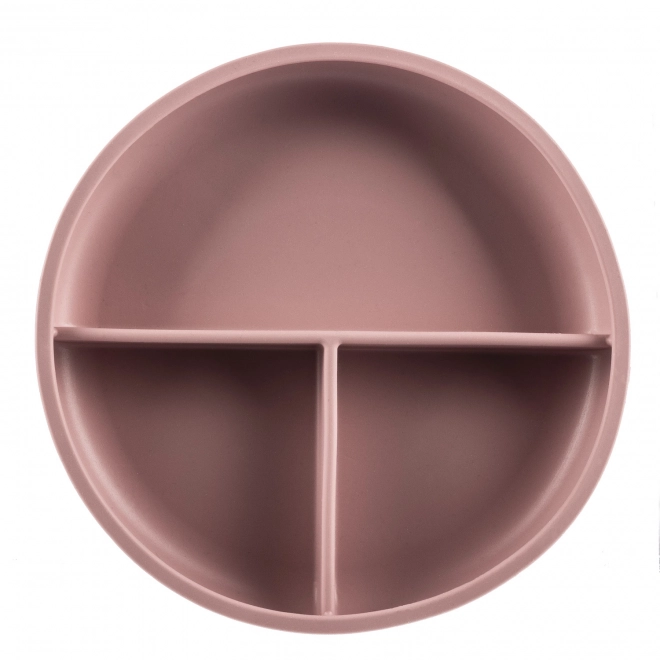 Silicone Suction Divided Plate Old Pink