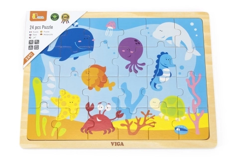 Wooden Puzzle 24-Piece Underwater World