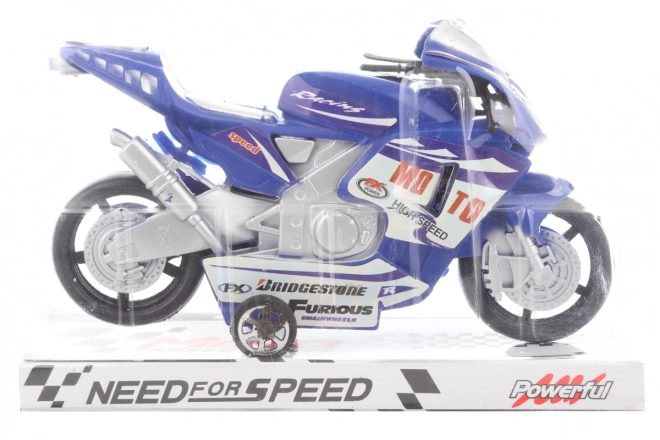 Blue Wind-Up Motorcycle Toy