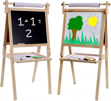 Lavagna magnetica bifacciale per bambini con accessori