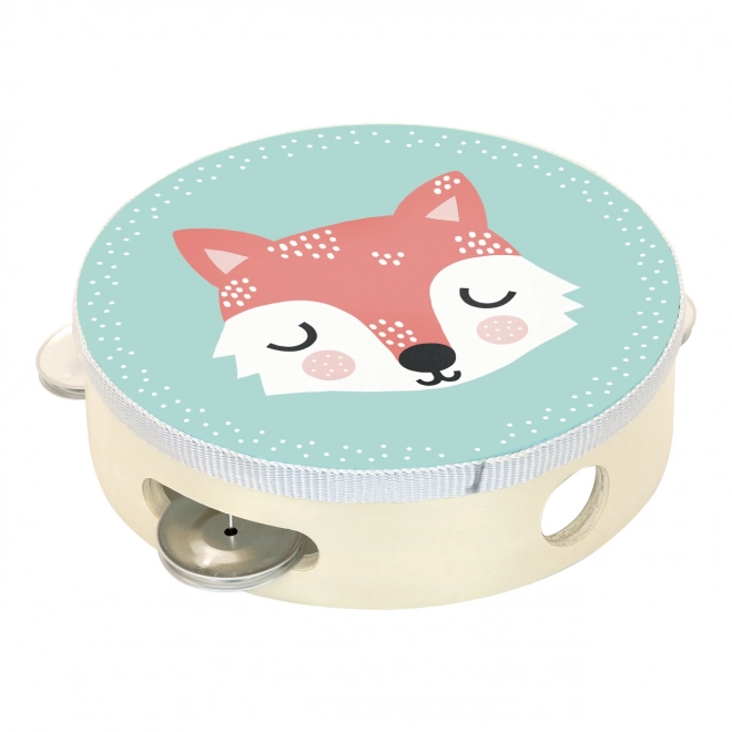 Vilac Wooden Tambourine with Fox Illustration by Michelle Carlslund