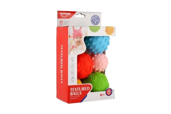 Set Of Textured Rubber Balls - 6 Pieces