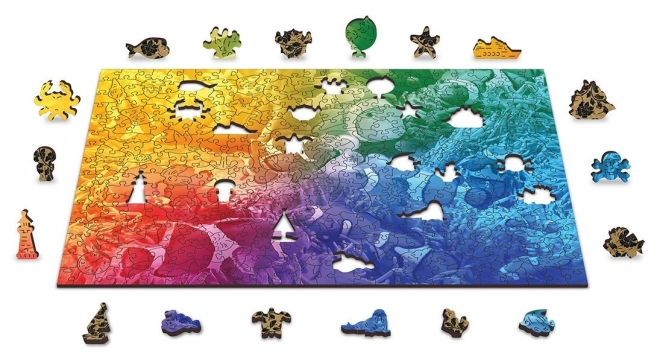 Wooden Puzzle with Tropical Fish Figurines