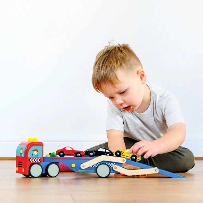 Wooden Truck with Racing Cars