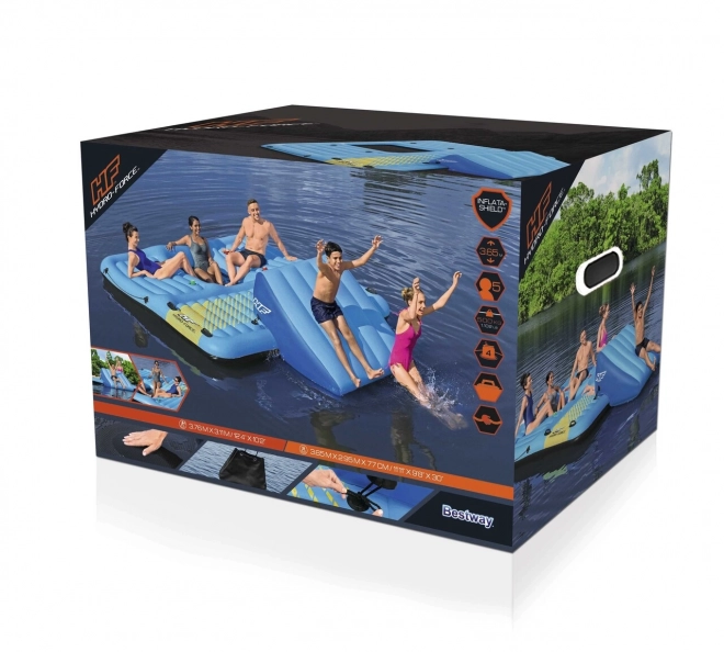 Large Inflatable Swimming Island with Slide for 5 People