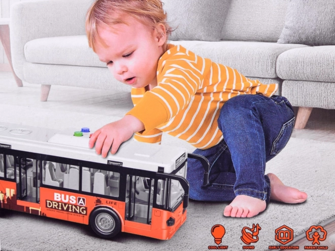 Large Orange Toy Bus with Lights and Sounds