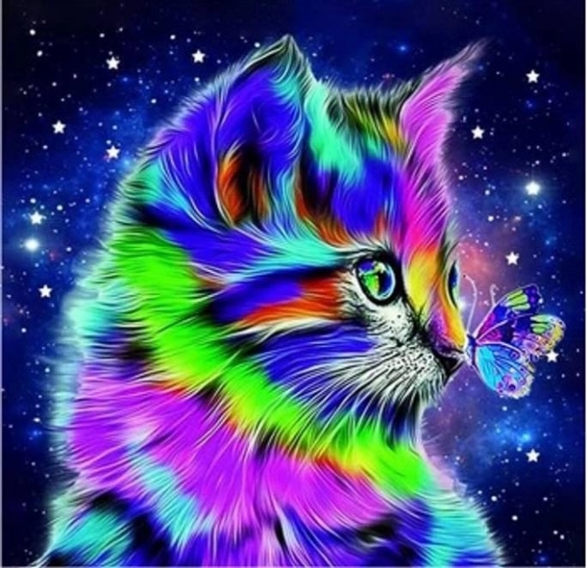 Diamond Painting - Cat with Butterfly at Night