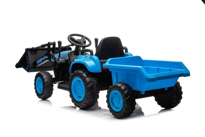 Trattore elettrico per bambini blu con benna