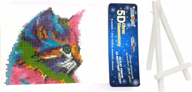 Diamond Painting Colorful Kitten with Stand