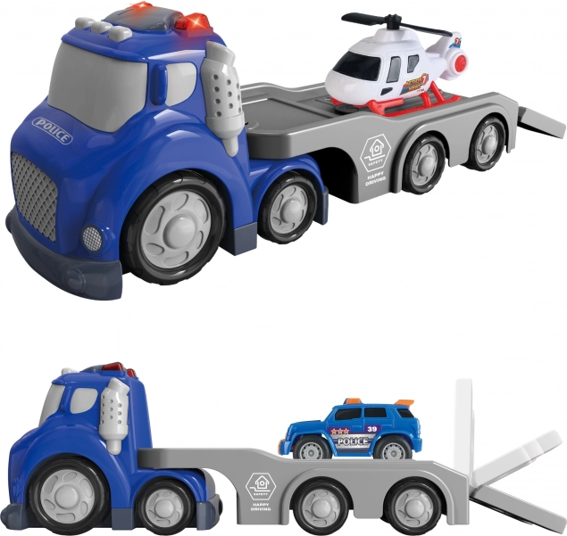 Woopie Modrý Policejní Vlek City Truck se Světelnými a Zvukovými Efekty