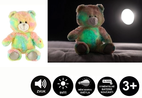 Dreamy Rainbow Bear Plush Toy with Light and Sound