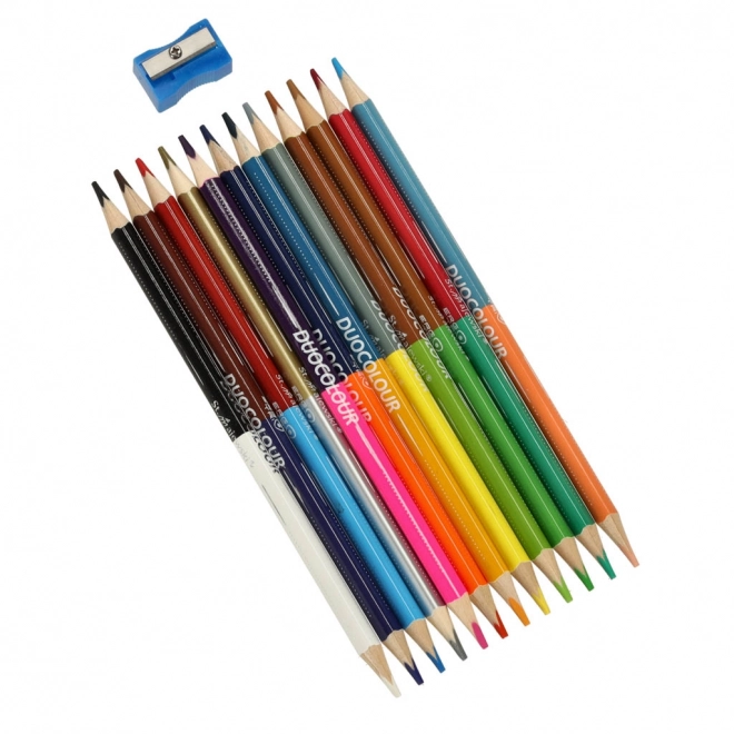 Triangular Double-Sided Colored Pencils - 24 Colors with Sharpener