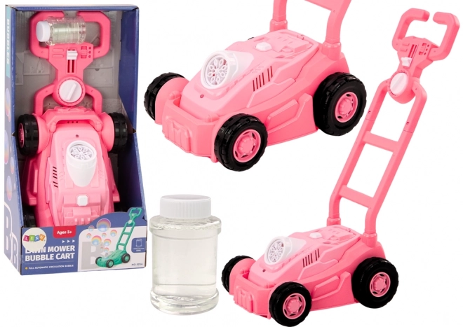 Bubble Machine Lawn Mower Ride-On with Handle Pink