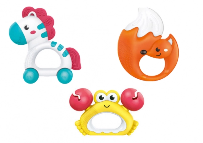 Baby Rattle and Teething Toy Set - Zebra, Crab, Fox