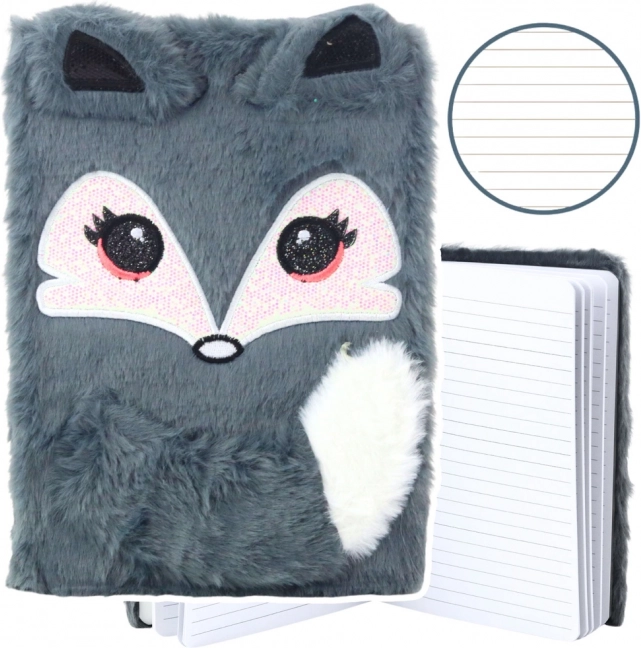 Quaderno peluche con volpe grigio A5 80 fogli