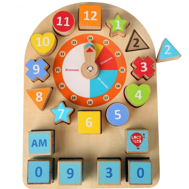 Wooden Educational Playboard with Clock and Shapes