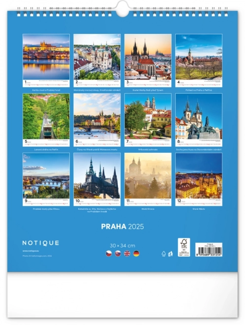 Wall Calendar Prague 2025