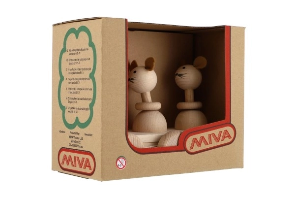 Pull-Along Wooden Toy with Three Mice