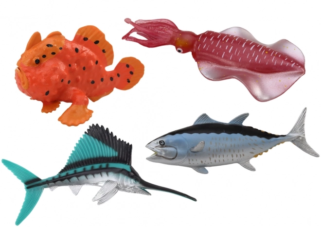 Marine Animal Figure Set - Ocean Fish and Squid