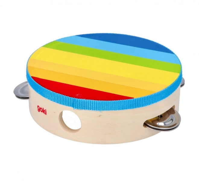 Rainbow Wooden Tambourine