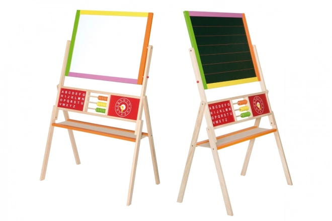 Wooden 2-in-1 Art Easel with Magnetic and Chalkboard